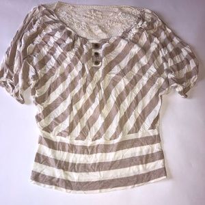 cream and light brown dressy shirt